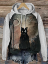 [Halloween Sale]Halloween  Cat Drawstring Sweatshirt