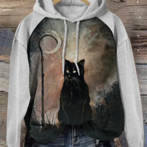 [Halloween Sale]Halloween  Cat Drawstring Sweatshirt