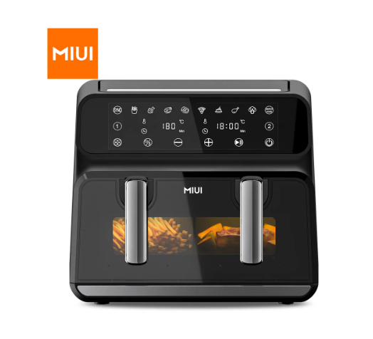 MIUI Smart Air Fryer with Two Baskets Dual Screen Touch Control No-Oil Hot Air Oven 4.5L/9L Electric Deep Fryer Viewable Window