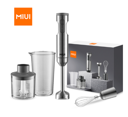 MIUI Hand Immersion Blender 1000W Powerful 4-in-1,Stainless Steel Stick Food Mixer,700ml Mixing Beaker,500ml Processor,Whisk