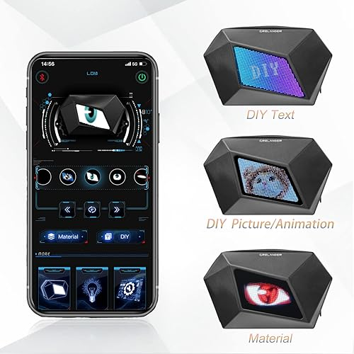 Crelander Motorcycle Sling Bag with LED Display,Cyclops Hard Shell Crossbody Rider Backpack Polyhedral Dynamic Shoulder Chest Waist Bag Messenger Bag