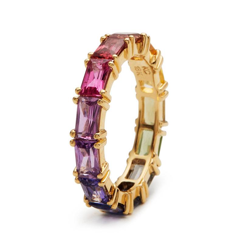 Exquisite fashion rainbow color zirconia ladies ring