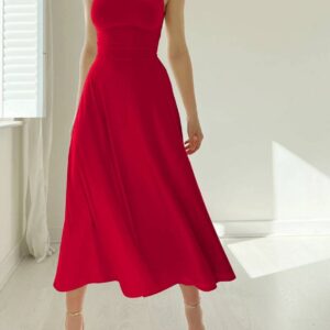 NEW WOMEN’S THICK STRAPS MIDI DRESS