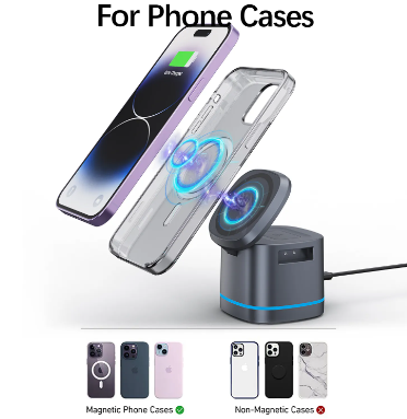 3 in 1 magnetic foldable slim universal charging station stand holder wireless charger for phone with fast charger