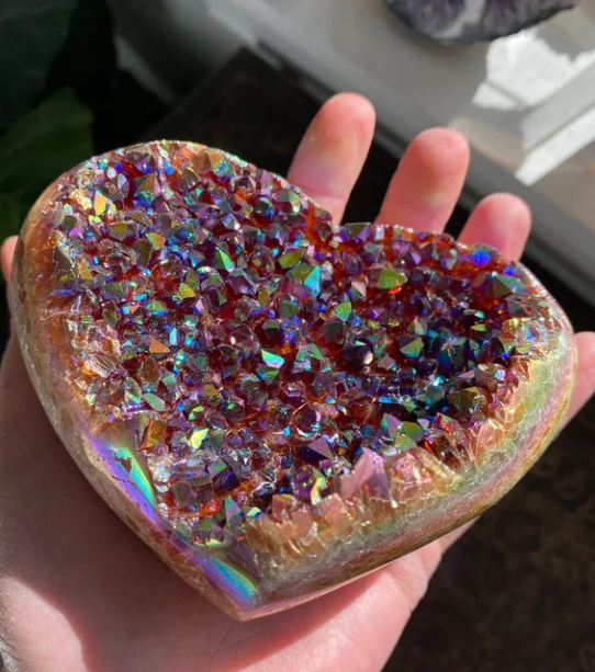 Angel Aura Heart Shaped Rainbow Crystal Cluster