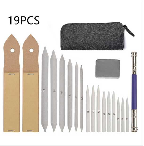 19-piece set of paper erasing pens, smudge pens, sketching and painting correction pens with storage bag