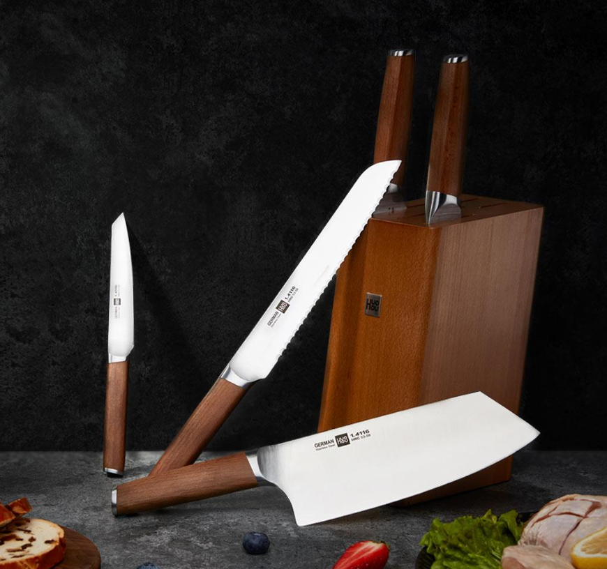 Huohou German molybdenum vanadium steel kitchen knife set 6 pieces