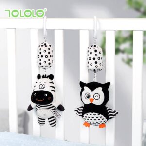 TOLOLO newborn visual training black and white rattles bedbells cartoon animal wind chimes charm hanging ornaments