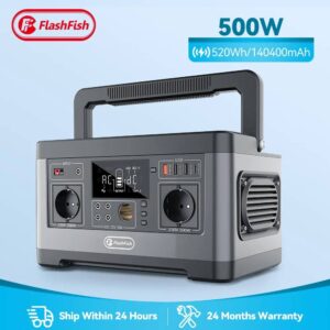 Flashfish Portable Solar Generator: 500W Power Supply for Camping