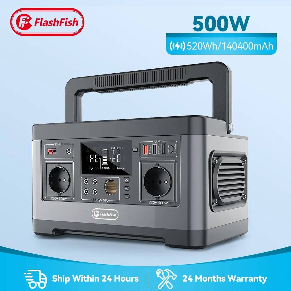 Flashfish Portable Solar Generator: 500W Power Supply for Camping