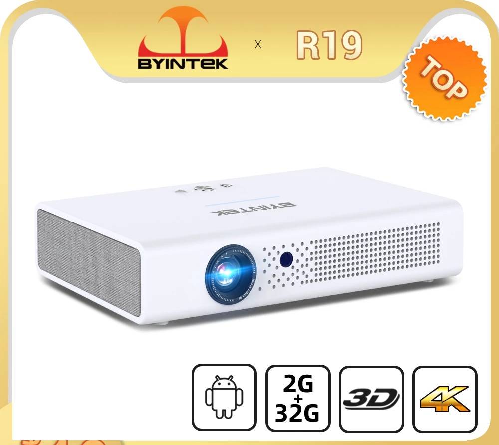 BYINTEK R19 3D 4K 300inch Cinema Full HD 1080P 4K Smart Wifi Android LED DLP lAsEr Home Theater Portable Mini Projector