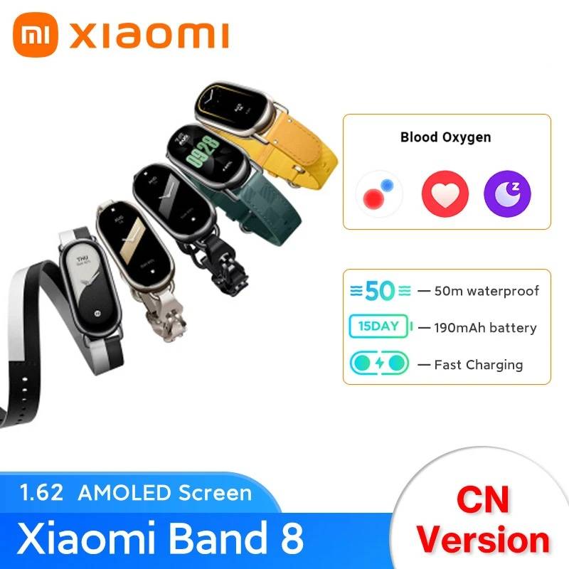 【pre-order】Xiaomi Mi Band 8 CN verison Blood Oxygen 1.62 AMOLED Screen Fitness Bracelet Miband8 60Hz Fitness Traker Heart Rate Monitor Mi Smart Band