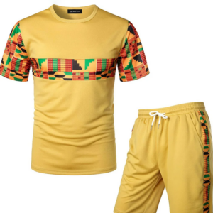 Men’s Printed Colorblock T-Shirt and Shorts Set 022