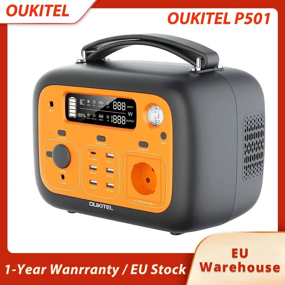 OUKITEL P501 500W Solar Generator Battery Charger 140400mAh Portable Solar Power Station 505Wh Outdoor Energy Power Supply