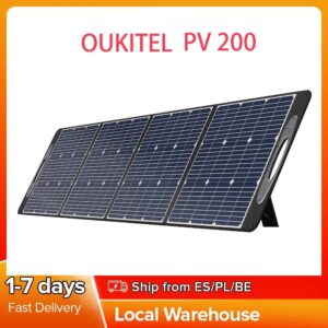 OUKITEL PV200 200W Solar Panel Foldable with Kickstand, IP65 Waterproof, 21.7% Solar Conversion Efficiency