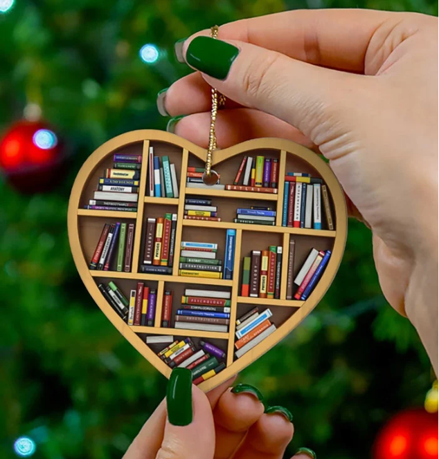 Book Lovers Heart Ornament(2D Flat)