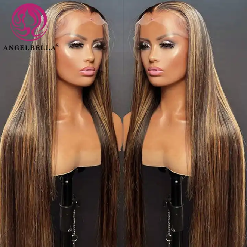 Human Hair Lace Front Wig Vendors 30 Inch Raw Cambodian Glueless Wig Highlight Color Glueless Human Hair Wig