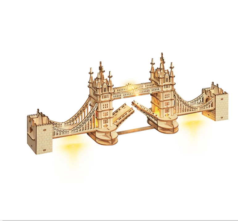 Robotime Rolife DIY 3D Tower Bridge Big Ben Famous Building Wooden Puzzle Game Easy Assembly Toy Gift for Children Teen Adult