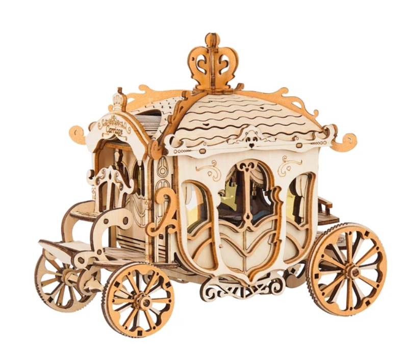 Robotime 3 Kinds DIY 3D Transportation Wooden Model Building Kits Vintage Car Tramcar Carriage Toy Gift for Children Adult