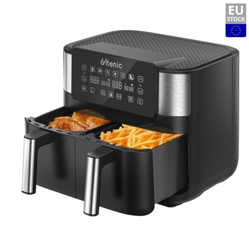 Ultenic K20 Dual Basket Hot Air Fryer 2850W 8L Capacity Dual Independent Cooking Zone Touch Screen100 Online Recipes 6 Programmes Digital Display with