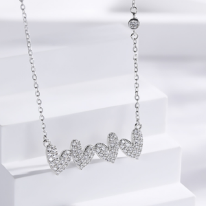 s925 sterling silver four heart necklace