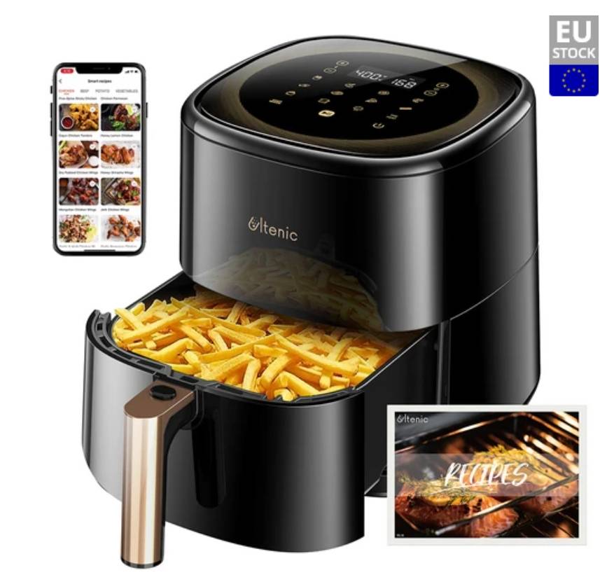 Ultenic K10 Smart Air Fryer Oil-free Electric Oven Non-stick Pan 5L 11 Presets LED Touch Screen - Black