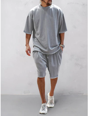 Casual Loose Fit Solid Sports Sets