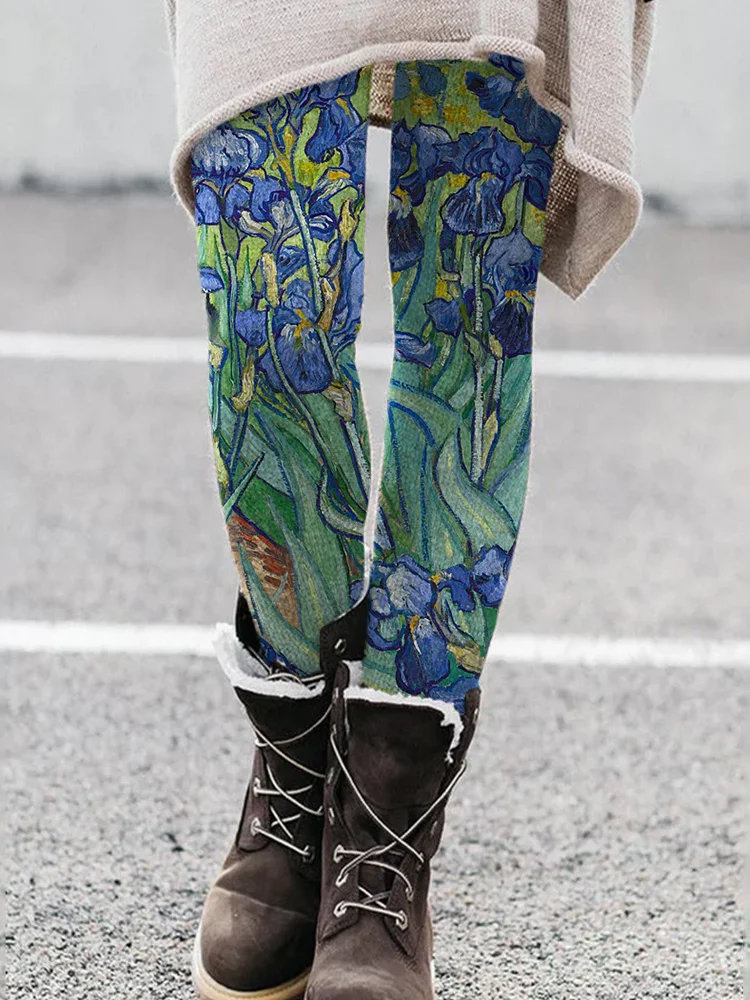 Wisherryy Irises Graphic Comfy Stretchy Leggings