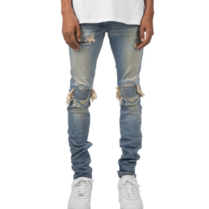 Men’s pleated slim fit stretch jeans