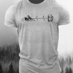 Mountain Print Cozy Casual Men’s Outdoor T-Shirt