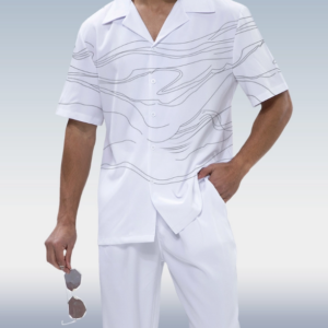 Walking Set – White Lineart Print, 2-Piece