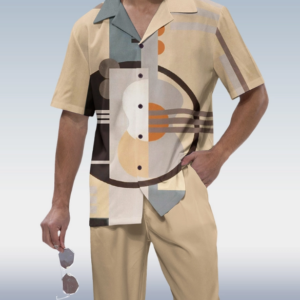 Stylish Two-Piece Printed Walking Set with Short Sleeves