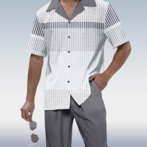 Men’s Gray Gradient Short Sleeve Walking Suit for Suitmens