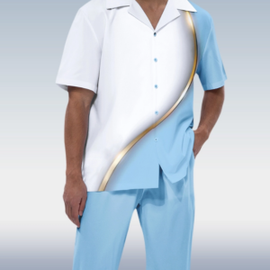 Blue Gradient Short Sleeve Hiking Suit for Men by Suitmens