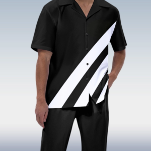 Black 2-Piece Short Sleeve Walking Suit for Men