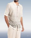 Criss-Cross Walking Suit Short Sleeve Set in White
