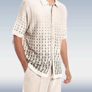 Criss-Cross Walking Suit Short Sleeve Set in White