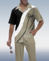 Colorblock Short Sleeve Walking Suit for Men’s Vacation Suit