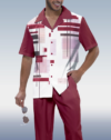 Men’s Short Sleeve Walking Suit in Claret Print