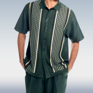 Men’s 2-Piece Walking Suit: Short Sleeve in Green Color