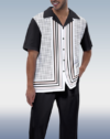 Black Stripe Short Sleeve Walking Suit for Men