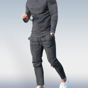 Men’s Dark grey Crew Neck Casual Sports Suit