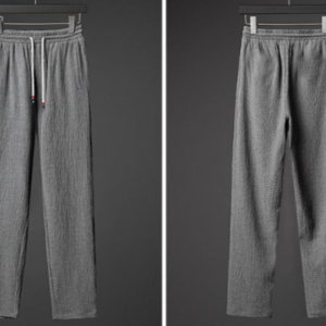 Men’s Grey Ice Silk Linen Two Piece