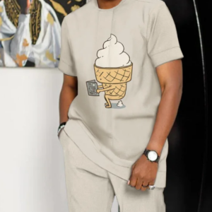 Suitmens Men’s Fun Ice Cream Short Sleeve Athletic Walking Suit -239