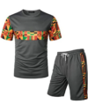Men’s Printed Colorblock T-Shirt and Shorts Set 020
