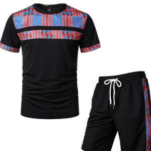 Men’s Printed Colorblock T-Shirt and Shorts