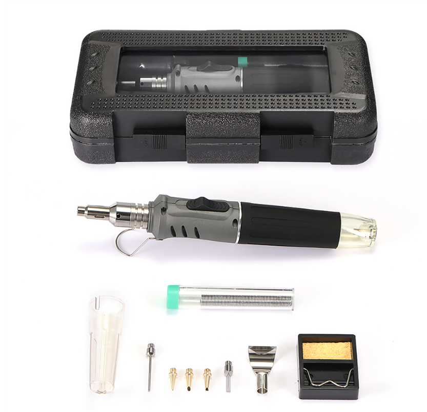 HS-1115K Soldering Iron Professional 10 in 1 Soldering Iron Set Butane Gas Soldering Iron Set 26ml Welding Torch Kit Tool - Gold