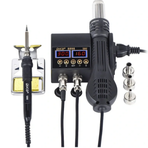 2 in 1 750W 220V/110V Soldering Station Hot Air Gun Heater LCD Digital Display Soldering Iron Welding Rework Station for Cell-phone BGA SMD PCB IC Rep