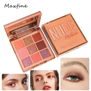 MAXFINE Eye Makeup supplier 9 Colors Popular High Pigment Waterproof Cruelty Free Vegan Nude Eyeshadow Palette