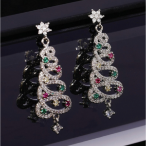 1 Pair of Christmas Ear Studs Adorable Christmas Tree Shape Earrings Ear Jewelry